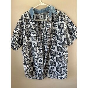 Purrfect by Krazy Kat Short Sleeve  Floral Print Women's L Vintage Retro Quirky